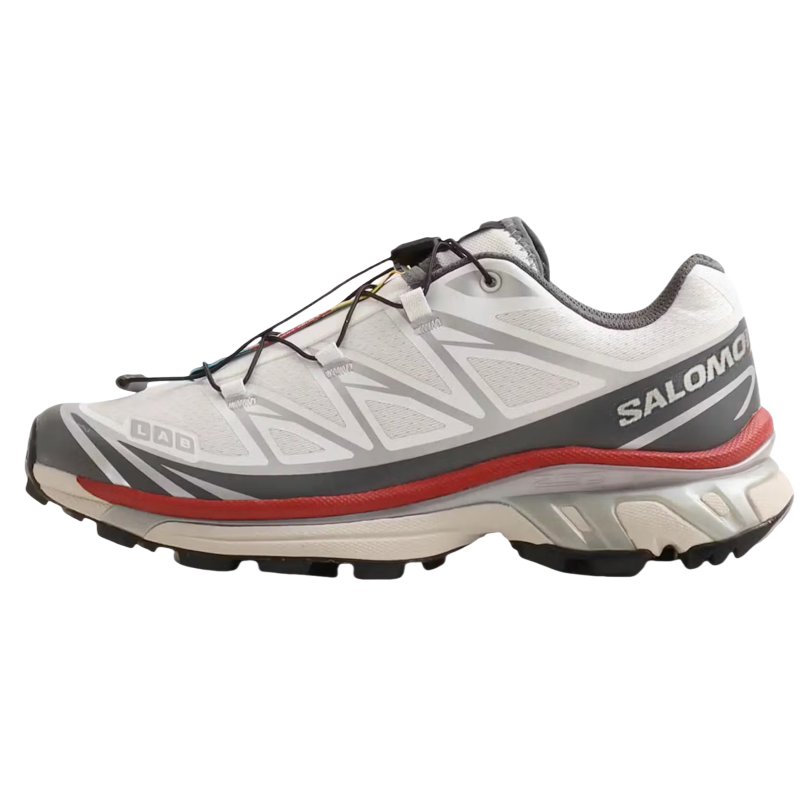 Salomon XT-6 Low-Top Sneakers – White / Grey / Red