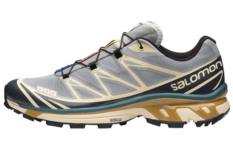 Salomon XT-6 Low-Top Sneakers – Grey / Teal / Ochre