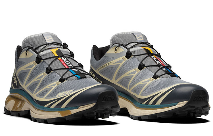 Salomon XT-6 Low-Top Sneakers – Grey / Teal / Ochre