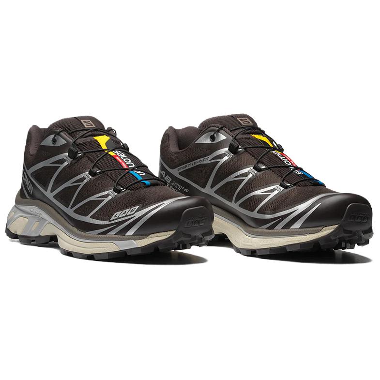 Salomon XT-6 Low-Top Sneakers – Dark Brown / Silver / Cream