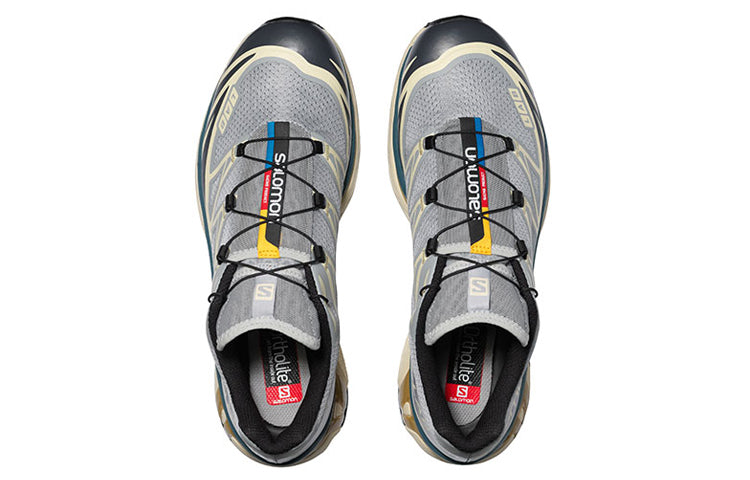 Salomon XT-6 Low-Top Sneakers – Grey / Teal / Ochre
